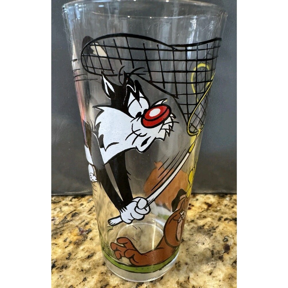 Vintage Pepsi 1976 Looney Tunes - Tweety Bird In Nest & Sylvester Cat Glass!